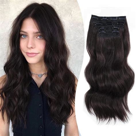 Le Secret 4pcs Clip In Hair Extensions 20 Inches Black Brown Hair Extensions Clip