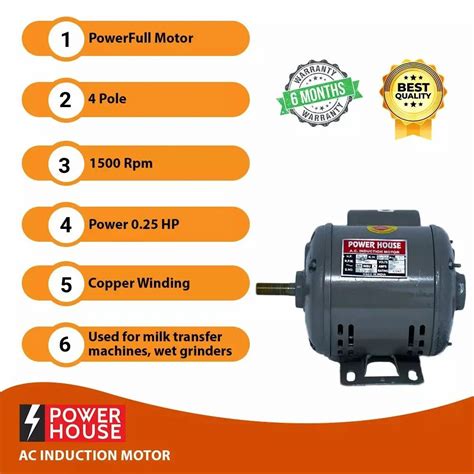 PowerHouse Single Phase 0 25 HP 4 Pole Foot Mounted AC Induction Motor