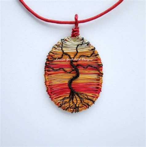 Fire Tree Wire Pendant Fire Pendant Sunset Pendant Tree Of