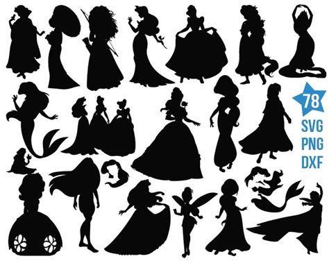 Disney Princesses Silhouette Svg Disney Princess Princess For Cricut Boxmediart Svg Cut