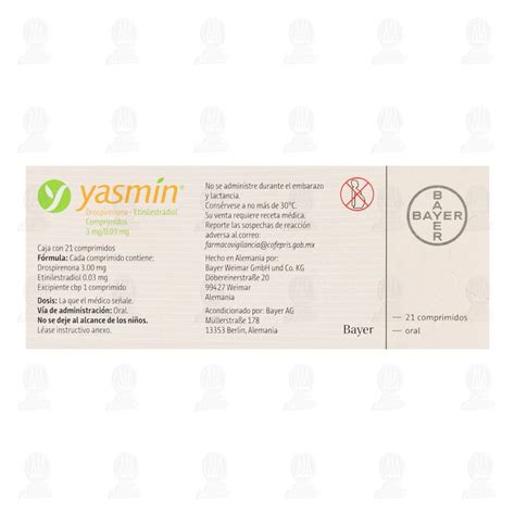 Anticonceptivo Yasmin X Caja Con 21 Comprimidos Plan 42 OFF