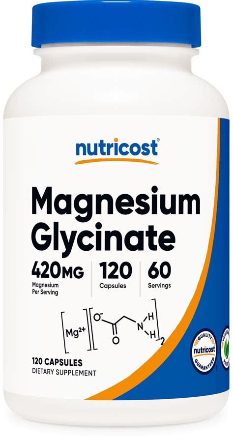 Nutricost Magnesium Glycinate 420mg 120 Capsules 60 Servings Non