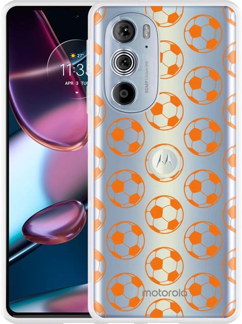 Cazy Hoesje Geschikt Voor Motorola Edge Pro Orange Soccer Balls Bol