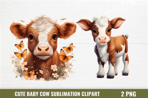 Cute Baby Cow Sublimation Clipart Graphic By CraftArt Creative Fabrica