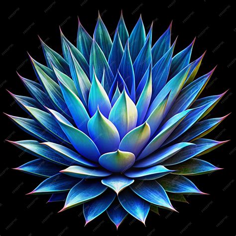 Premium Vector Blue Agave Plant Isolated On Black Background