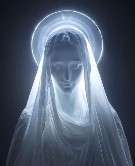 Premium Photo Front View White Statue Of The Virgin Mary With Glow