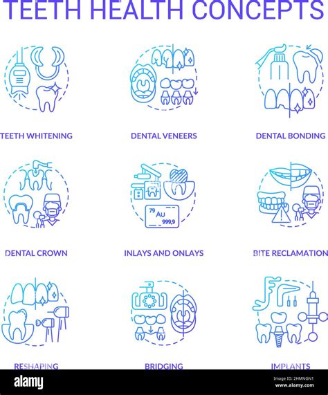 Teeth Health Blue Gradient Concept Icons Set Stock Vector Image And Art