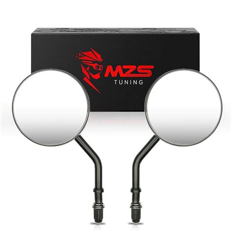 MZS Motorcycle Mirrors Rear View Mirror 3 Round Black Side