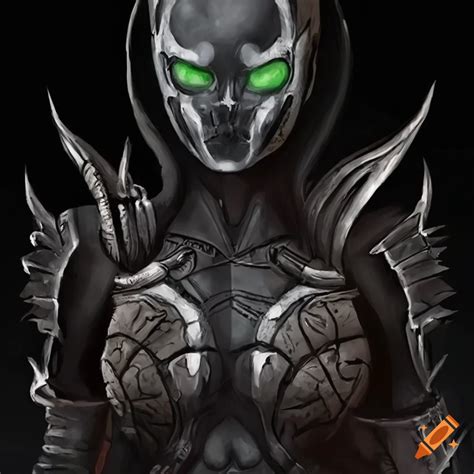 Image Of A Female Cyborg Superhero In Black Steel Armor On Craiyon