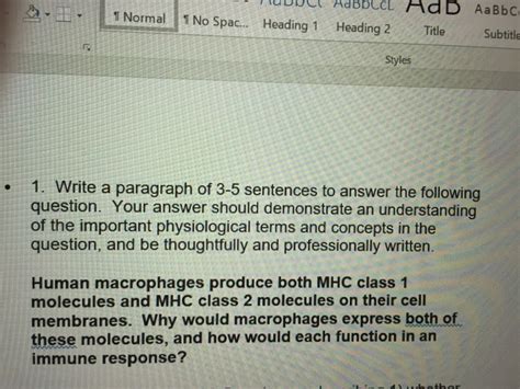 Solved Write A Paragraph Of 3 5 Sentences To Answer The Chegg