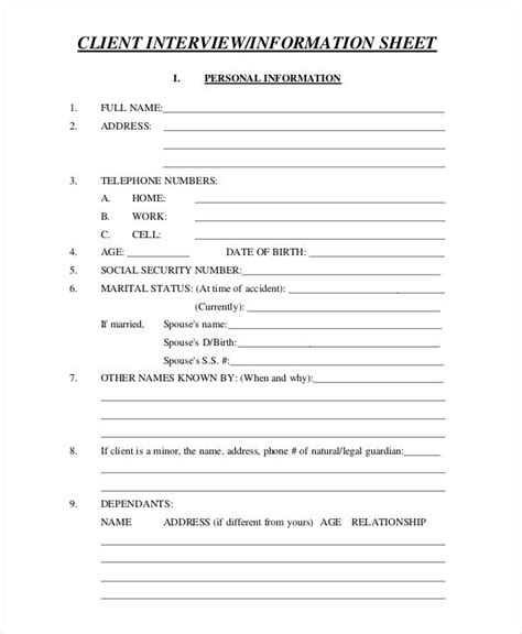 Questionnaire Format For Interview