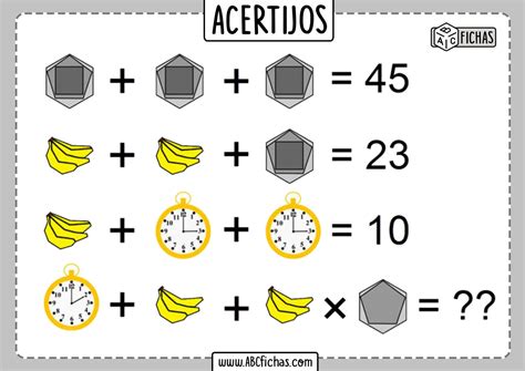 Acertijos De Matematicas Para Ni Os Abc Fichas