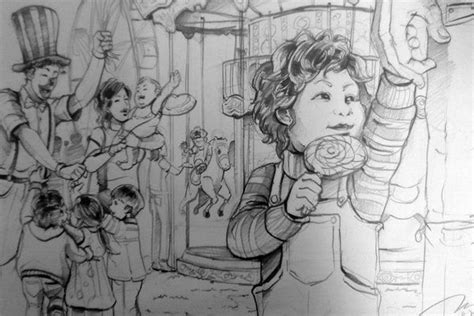 Fun Fair Scene Drawing Scene Drawing Human Figure Sketches