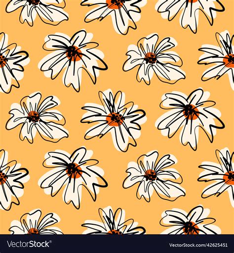 Daisy Flower Seamless Pattern Royalty Free Vector Image