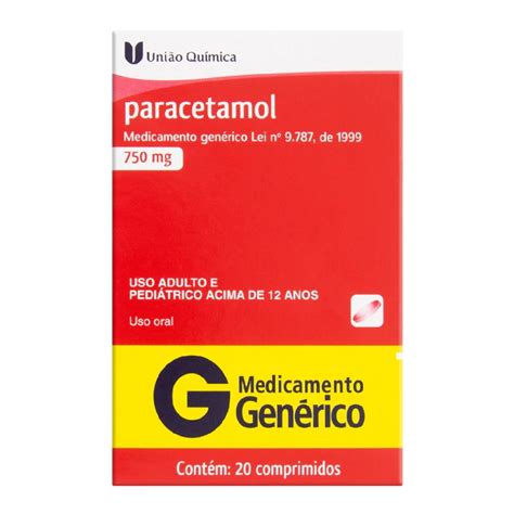 Paracetamol União Química 750mg Caixa Com 20 Comprimidos