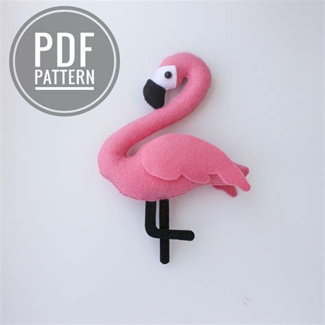 Felt Flamingo Pattern Bird Ornament Easy Pdf Pattern Kawai Etsy