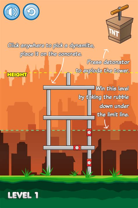 🕹️ Play Tower Boom Game Free Online Dynamite Explosion Building