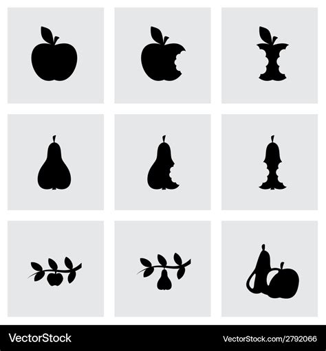 Black Apple And Pear Icons Set Royalty Free Vector Image