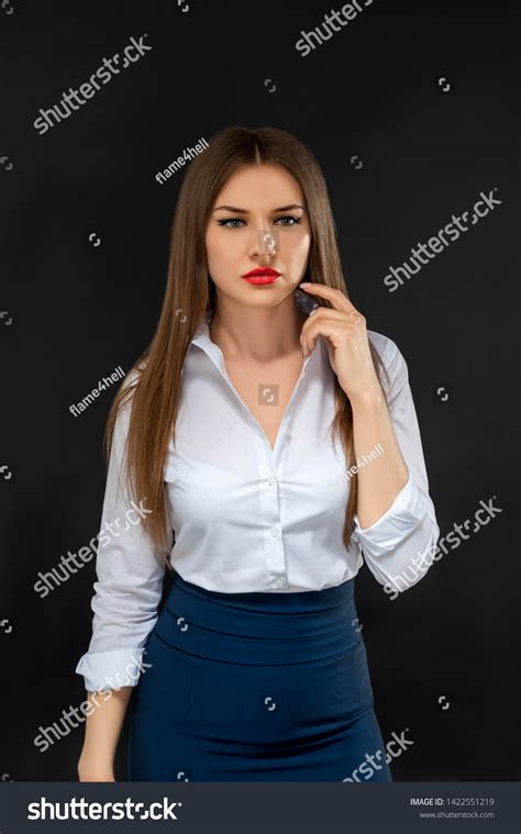 Strict Blonde Office Clothes On Dark Stock Photo 1422551219 Shutterstock
