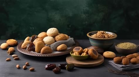 Premium Photo Semolina Maamoul Cookies With Dates Walnuts And Pistachios Traditional Arabic