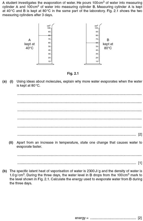 Past Papers Physics O Levels And Igcse Specific Heat Capacity And