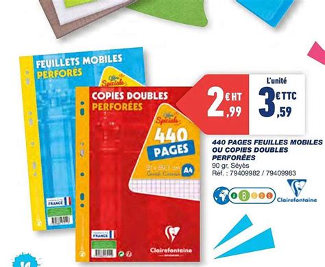 Promo Pages Feuilles Mobiles Ou Copies Doubles Perfor Es Chez