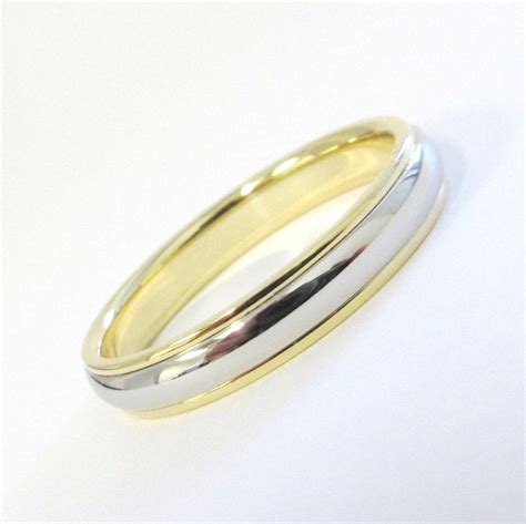 Tiffany And Co Classic Platinum 18k Yellow Gold 4mm Lucida Wedding Band Ring 105 Etsy