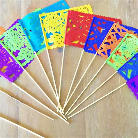 Mexican Papel Picado Centerpiece Flags Set Of 12 Mesachic