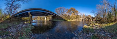 Old and new bridges over Neshaminy Creek 360 Panorama | 360Cities