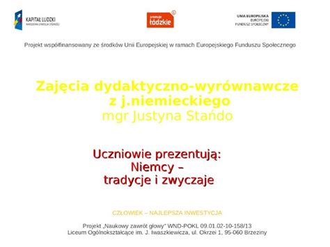 PPT Zajęcia dydaktyczno wyrównawcze z j niemieckiego mgr Justyna