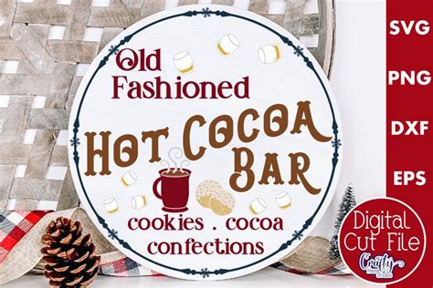 Round Vintage Christmas Svg Sign Hot Cocoa Bar
