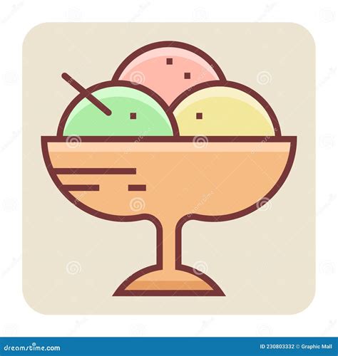 Icono De Contorno De Color Relleno Para La Taza De Helado Ilustración