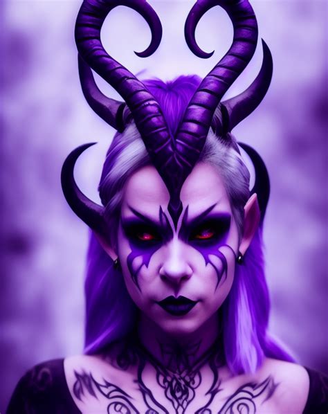 Krea Ai Attractive Tiefling Woman Purple Tinted Skin Suc