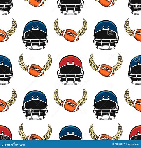 American Football Seamless Pattern Stock Vector Illustration Of