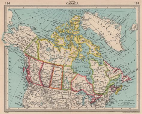 Canada In Provinces Territories BARTHOLOMEW 1949 Old Vintage Map