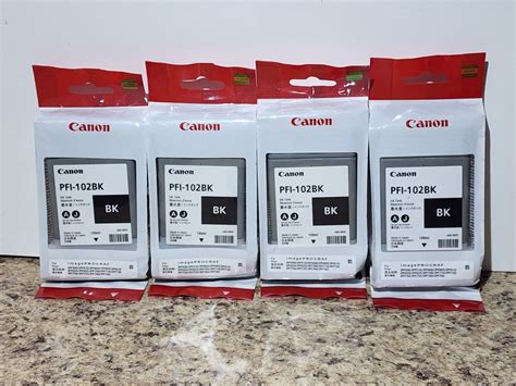 Lot Of 4 Canon PFI 102BK Dye Black Ink Tank 130ml 0895B001AA 2019