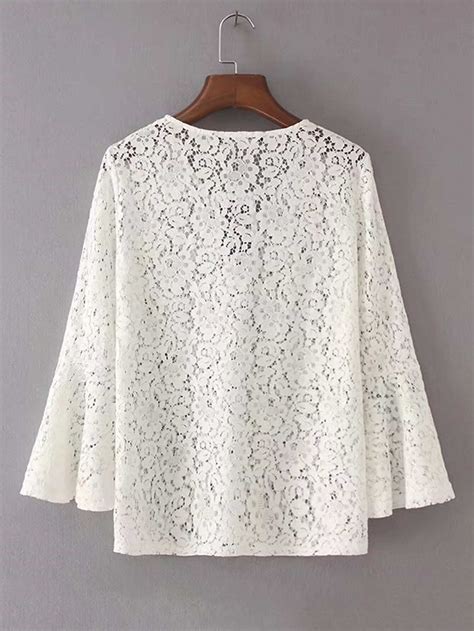 Bell Sleeve Crochet Lace Top Shein Sheinside