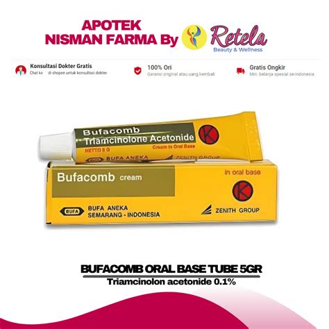 Jual BUFACOMB ORAL BASE TUBE 5GR ( Triamcinolon acetonide 0.1% ...