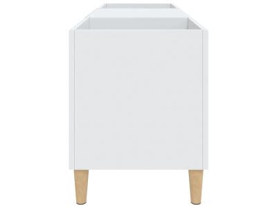 Meuble Platine Vinyles Blanc Avec Rangement Vinyles Pieds Scandi Ciel