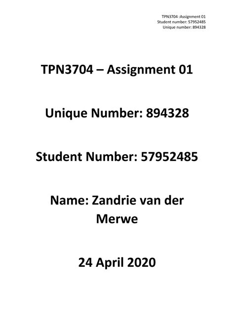 Marked Ass Tpn 3704 Natural Sciences Student Number 57952485
