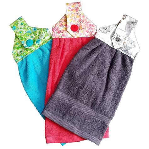 Amazon Hanging Dish Towel With Button Set Of 3 100 Cotton