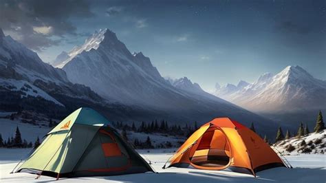 Premium Ai Image Tents On Mountain Camping Traveling Concept