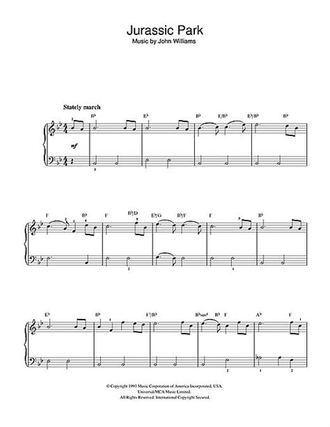 John Williams Theme From Jurassic Park Sheet Music And Printable Pdf Music Notes Sheet Music