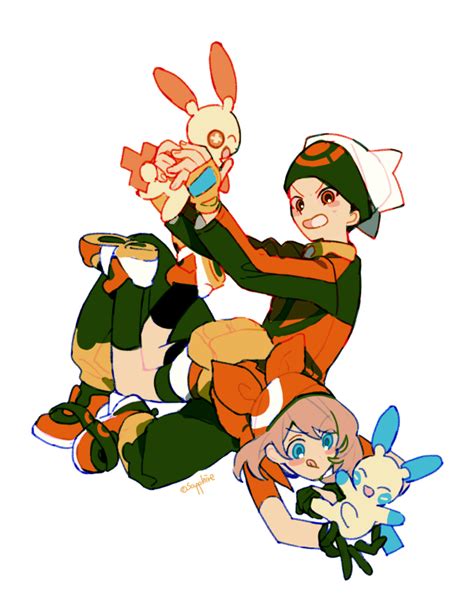 Safebooru 1boy 1girl Bandana Beanie Black Pants Blue Eyes Brendan Pokemon Brown Hair