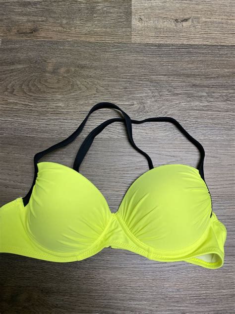 Womens Piece Bikini Black Yellow Padded Bra Nwot Size M Ebay
