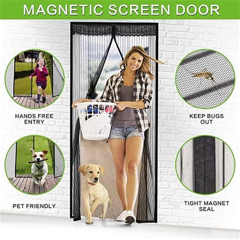 100210cm Magnetic Fly Screen Door Summer Ultra Seal Magnets Mesh Bug