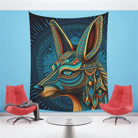 Jackal Anubis Tapestry Psychedelic Hanging Wall Deco Etsy
