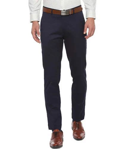 American Elm Navy Blue Slim Fit Office Pant For Men Slim Fit Formal