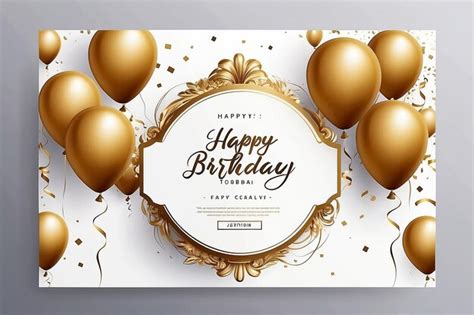 Premium Photo Elegant Golden Balloon Happy Birthday Celebration Card