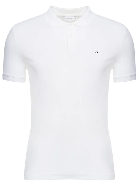 Calvin Klein Polo Refined Pique Chest Logo K10k02964 Biały Slim Fit